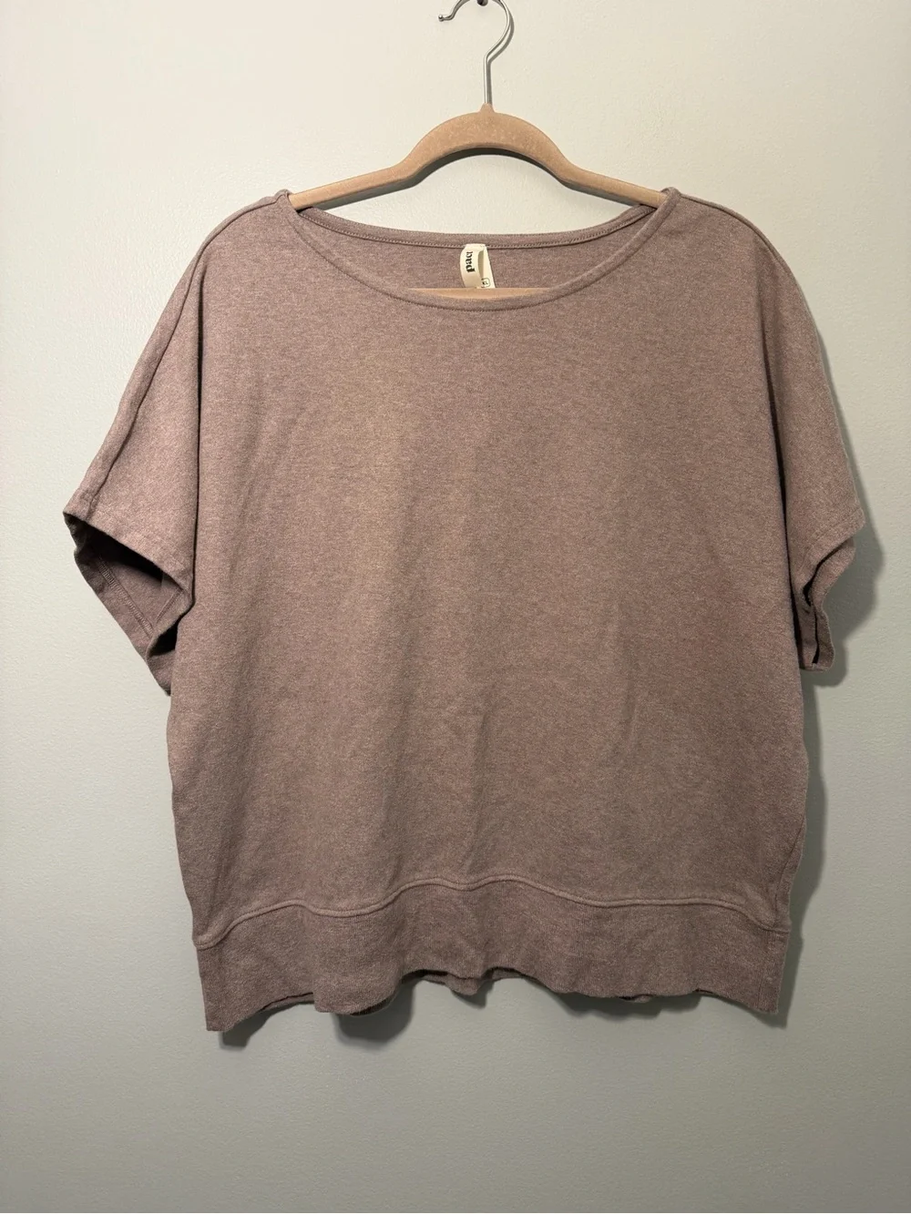 Pact Organic Cotton Airplane Dolman Top Deep Taupe Heather - Picture 2 of 5